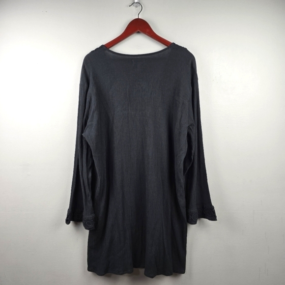 SWIMSUITS FOR ALL Cover-up V-Neck Dress Flare Long Sleeve Black Women Size 22/24 - Picture 4 of 10